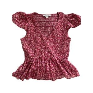 AE V-neck Smocked Babydoll Blouse